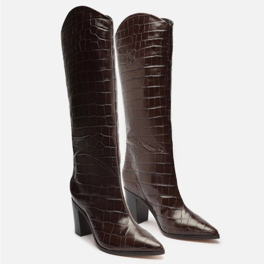 Schutz Woman’s Maryana Embossed Block heel tall boots